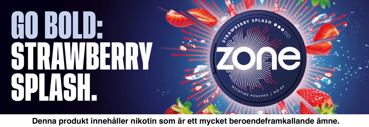 ZONE Strawberry Splash – vitt snus med smak av jordgubbar