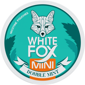 White Fox Double Mint Mini dosa med tobaksfritt vitt snus och smak av mint och mentol